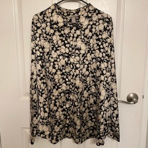 H&M Black & Cream Floral Button Up